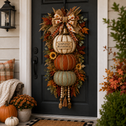 🏡FREE SHIPPING 50% OFF🎃Lighted Stacked Pumpkin Fall Door Decor with 3 Seasonal Plaques