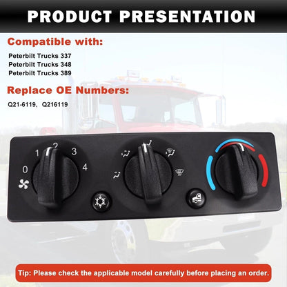 A/C Climate Control Module Panel Q21-6119 For Peterbilt Truck H