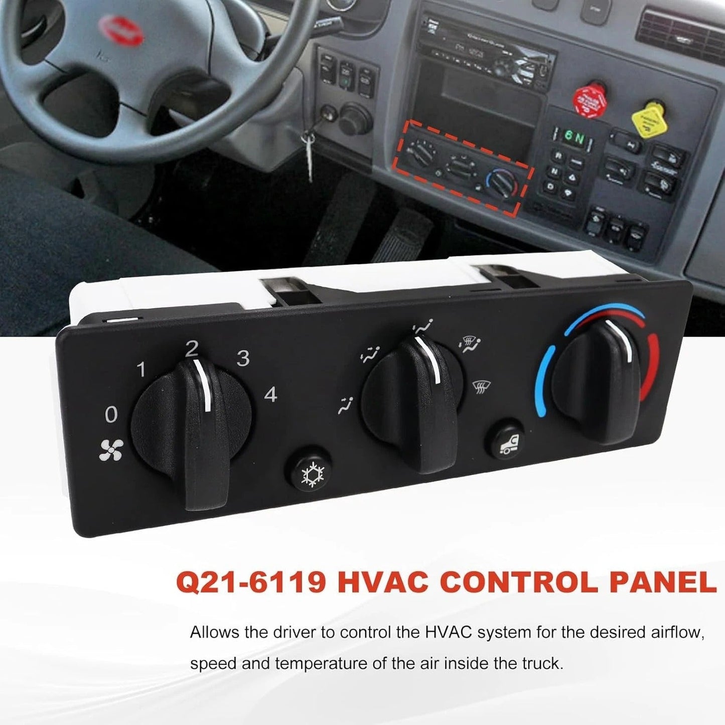 A/C Climate Control Module Panel Q21-6119 For Peterbilt Truck H