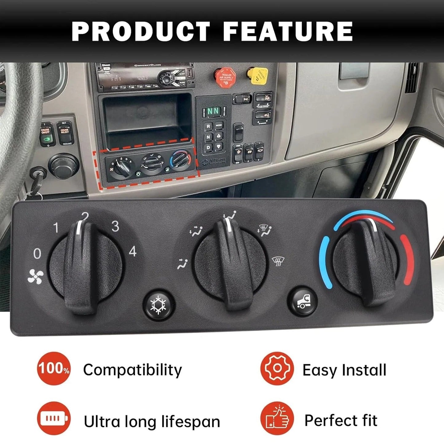 A/C Climate Control Module Panel Q21-6119 For Peterbilt Truck H