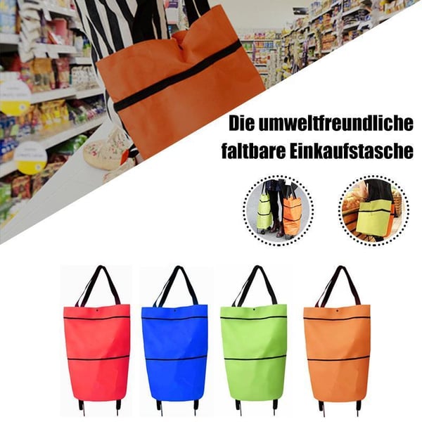 Must‑Have Household Gadget🔥 2‑in‑1 Foldable Shopping Cart. Easy To Carry, Quick Fold Design, Solve All Your Heavy‑load Shopping Troubles