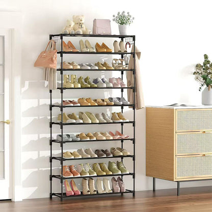 🎉 LIMITED TIME 50% OFF! 👟 10-Tier Vertical Shoe Rack Organizer – Space-Saving Design, Large Capacity & Bonus Side Hooks 🏠