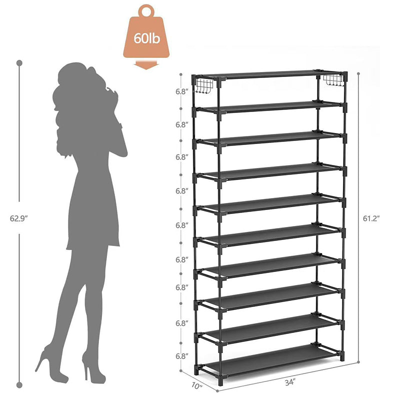 🎉 LIMITED TIME 50% OFF! 👟 10-Tier Vertical Shoe Rack Organizer – Space-Saving Design, Large Capacity & Bonus Side Hooks 🏠