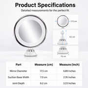 10x Magnifying Makeup Mirror with LED Light and Suction Cup