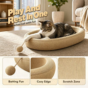 🎉 LIMITED TIME 50% OFF! 🐱 Wear-Resistant Sisal Cat Scratcher Bed – Durable Scratching Surface, Roomy Oval Shape & Included Cat Toy ✨