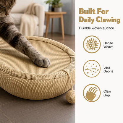 🎉 LIMITED TIME 50% OFF! 🐱 Wear-Resistant Sisal Cat Scratcher Bed – Durable Scratching Surface, Roomy Oval Shape & Included Cat Toy ✨