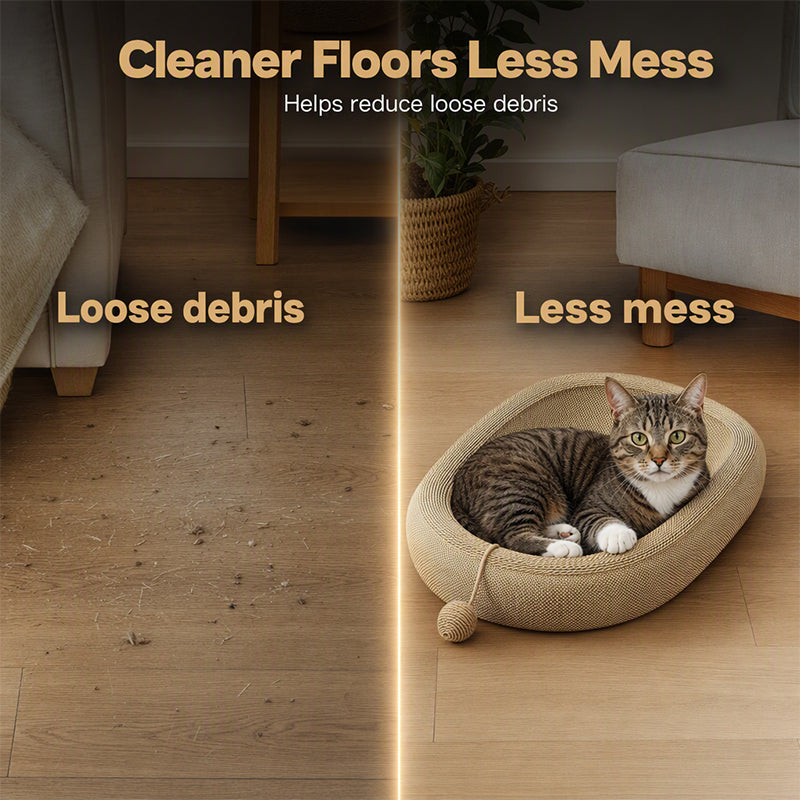 🎉 LIMITED TIME 50% OFF! 🐱 Wear-Resistant Sisal Cat Scratcher Bed – Durable Scratching Surface, Roomy Oval Shape & Included Cat Toy ✨