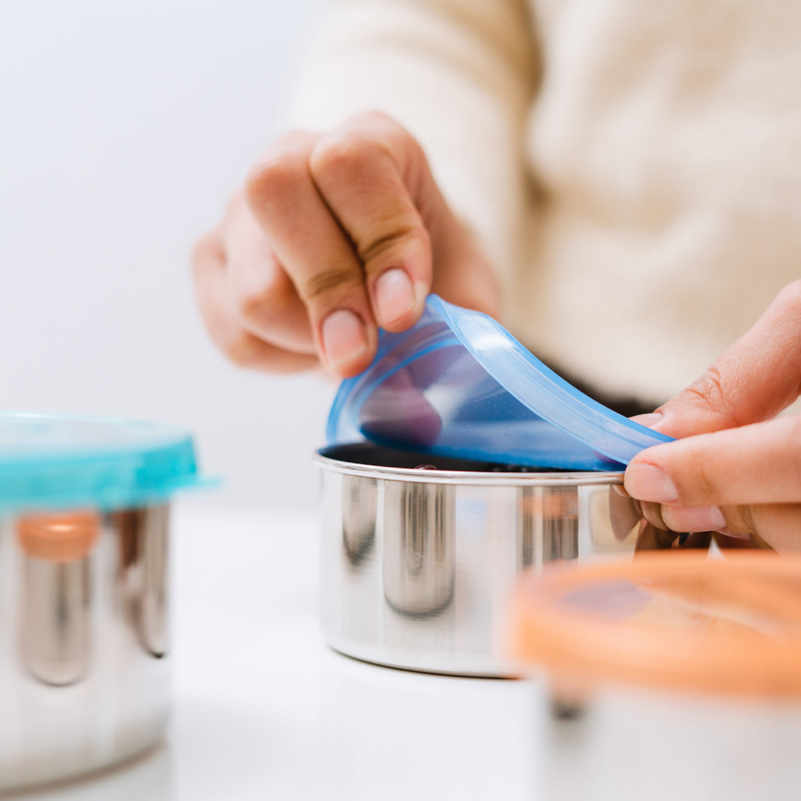 Round Stainless Steel Nesting Food Containers, Set of 3