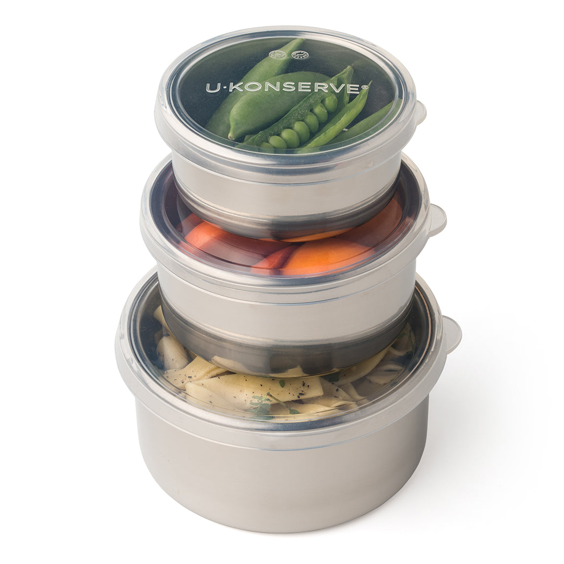 Round Stainless Steel Nesting Food Containers, Set of 3